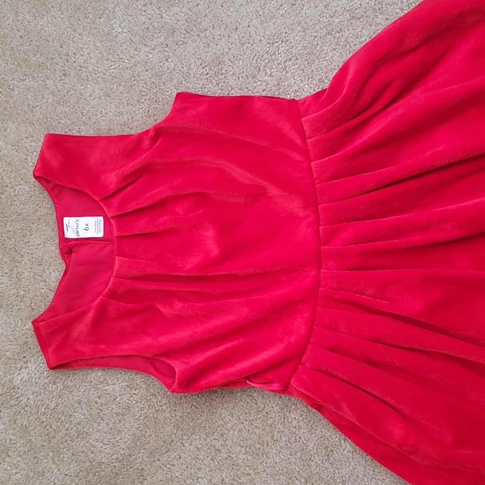❣🖤❣Velvet Red Dress  Carters Girl's Sz 6X Like New - Picture 2 of 4